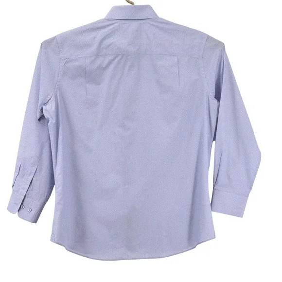 David Donahue Men's Dress Shirt Blue Geometric Pattern 16.5 32/33 100% Cotton - Picture 3 of 12